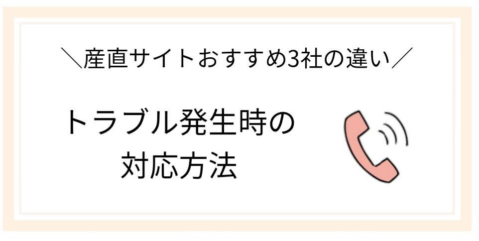 「＼産直サイトおすすめ3社の違い／ トラブル発生時の対応方法」と書かれている画像。