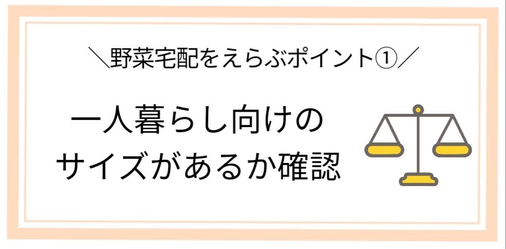 野菜宅配を選ぶポイント①
一人暮らし向けのサイズがあるか確認